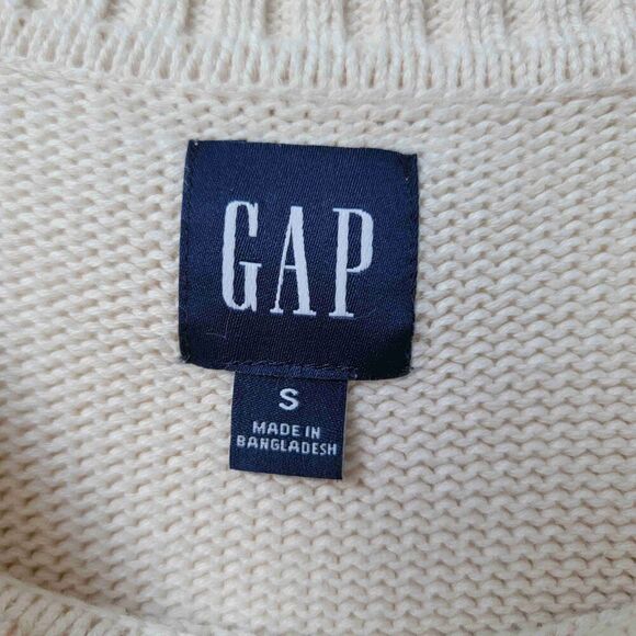 GAP Birch Crew Neck Cotton Sweater Long Sleeves Ribbed Cuffs Hem Small S809086 - Picture 4 of 8